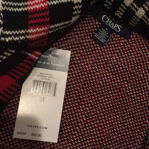 NWT Chaps asymmetrical plaid holiday zipup vest M - Picture 5 of 8